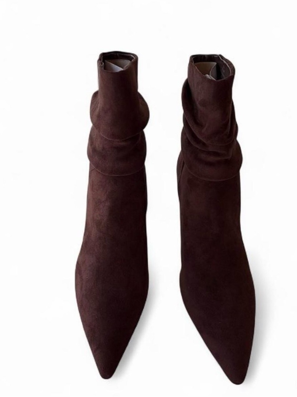 New cosy fever brown suede Pointed Toe Slouch Ankle Boots size 9.5